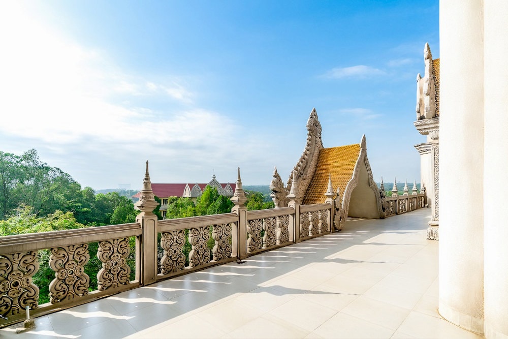 The exquisite carved lines on the railings recall the architecture of ancient Vietnamese palaces